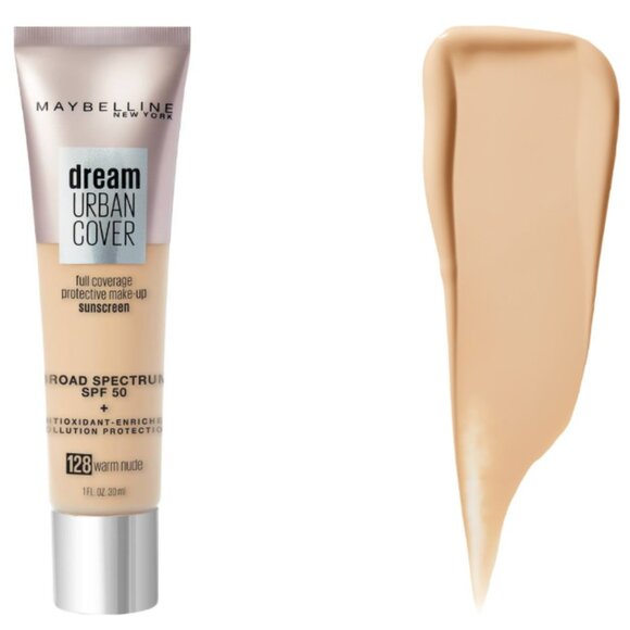 3x -Maybelline Dream Urban Cover Foundation SPF 50 Shade 128 Warm Nude - NWT - Picture 1 of 2